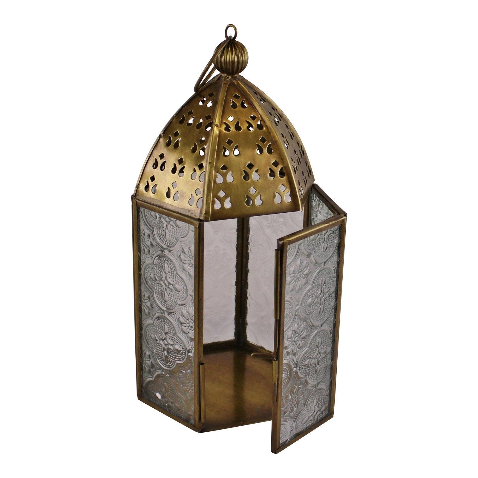 View Small Gold Metal Moroccan Style Kasbah Candle Lantern information