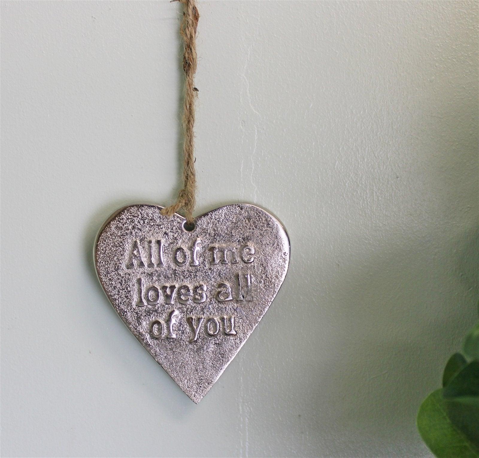 View Small Hanging Silver Heart with Love Quote information