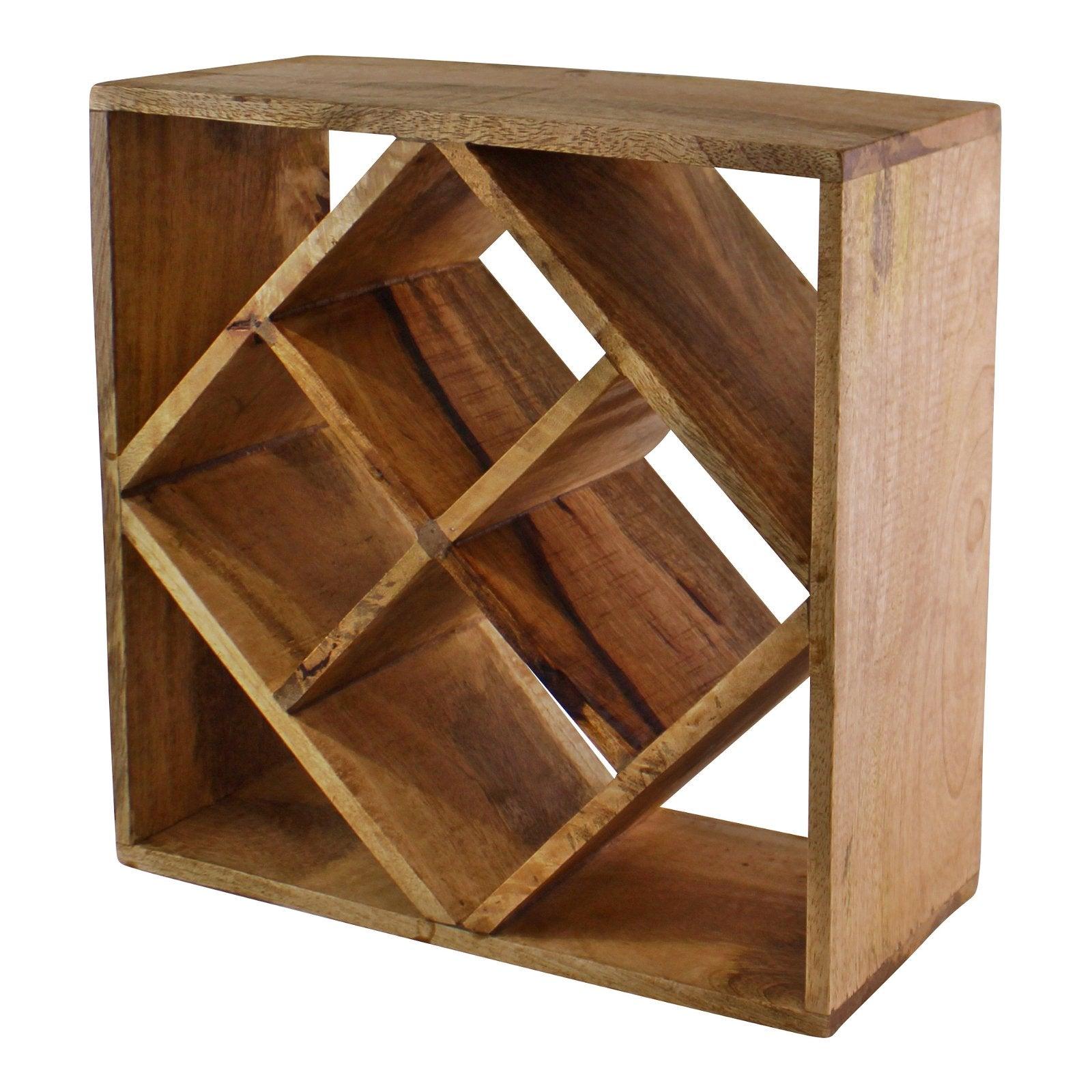 View Small Mango Wood Wine Rack Holds 4 Bottles information