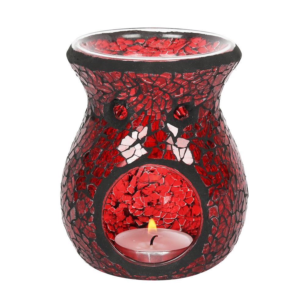 View Small Red Crackle Glass Oil Burner information