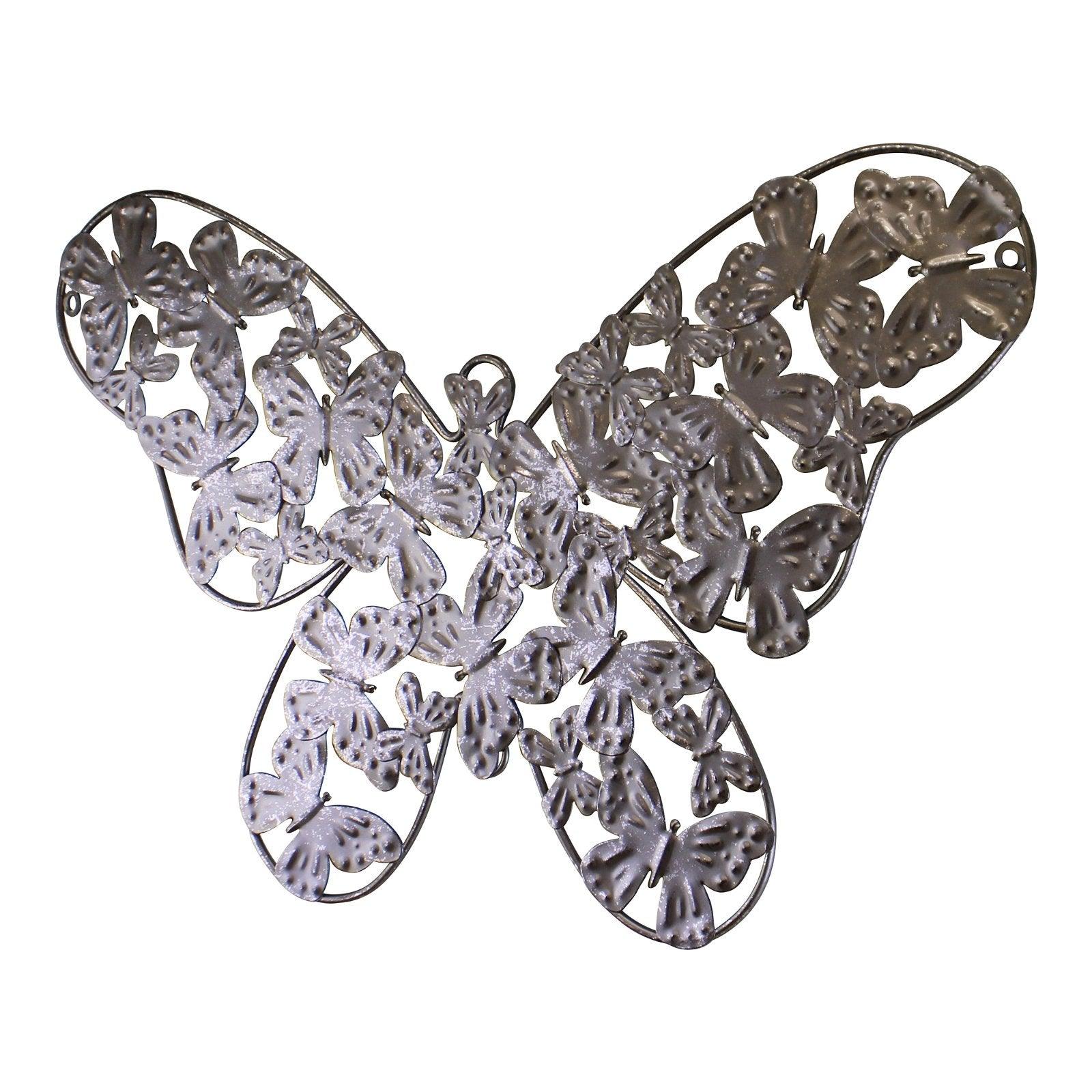 View Small Silver Metal Butterfly Design Wall Decor information