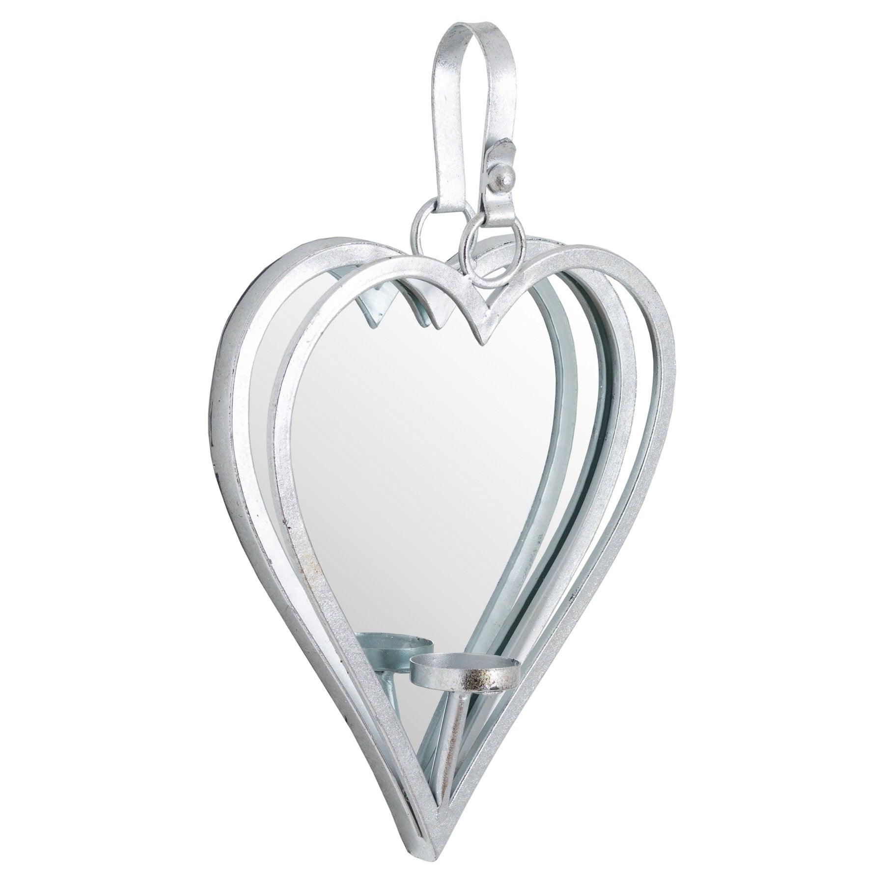 View Small Silver Mirrored Heart Candle Holder information