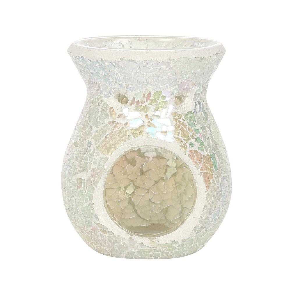 View Small White Iridescent Crackle Oil Burner information