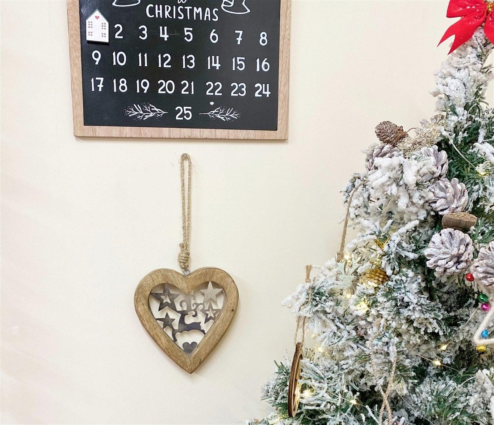 View Small Wood Hanging Heart With Metal Reindeer Stars information