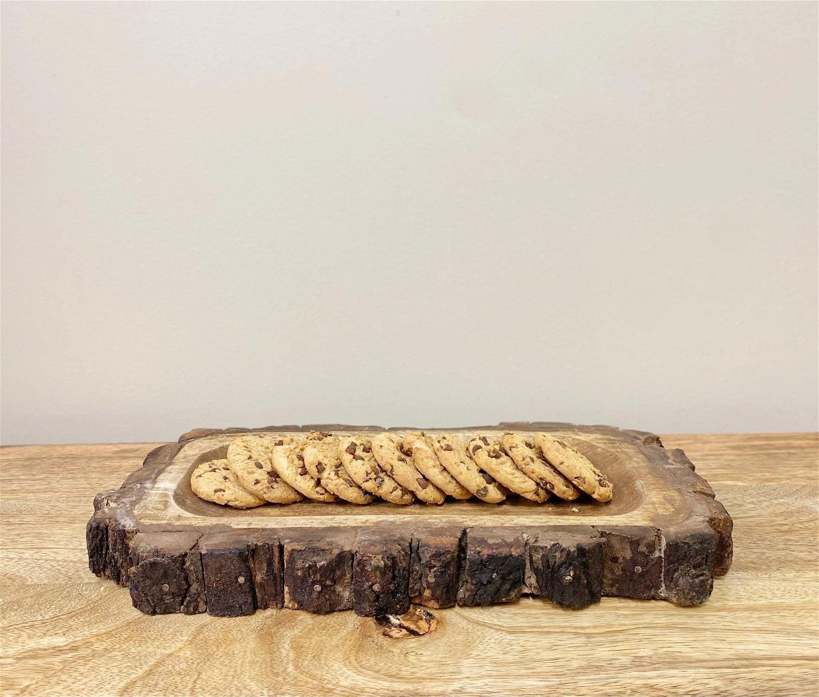 View Small Wooden Platter Tray With Bark Edging information