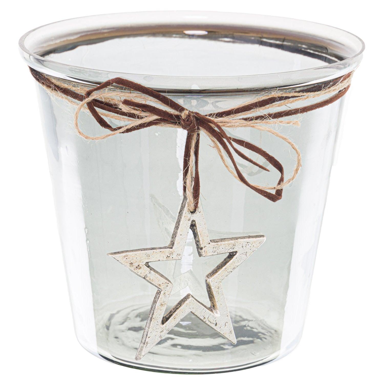 View Smoked Midnight Hammered Star Large Candle Holder information