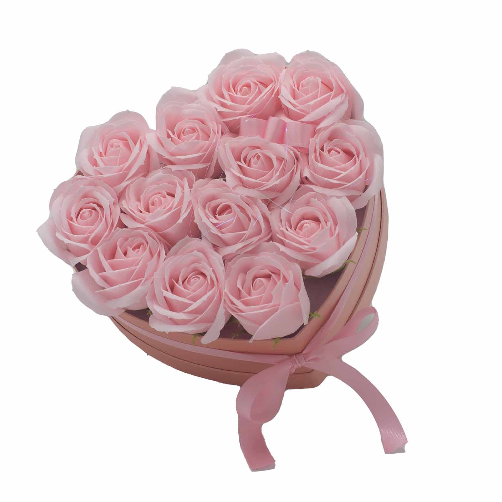 View Soap Flower Gift Bouquet 13 Pink Roses Heart information