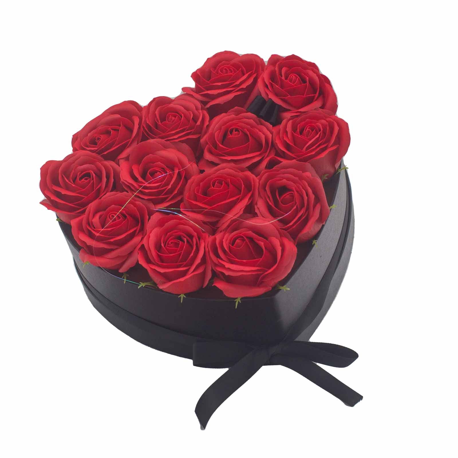 View Soap Flower Gift Bouquet 13 Red Roses Heart information