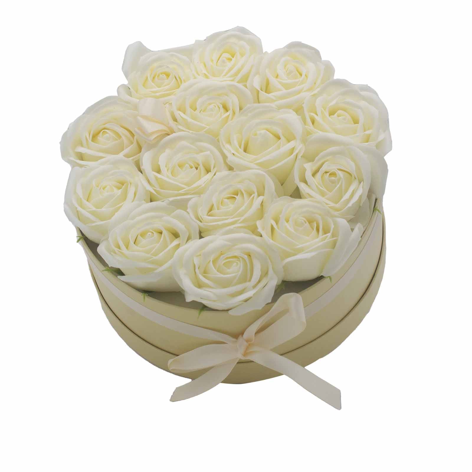 View Soap Flower Gift Bouquet 14 Cream Roses Round information