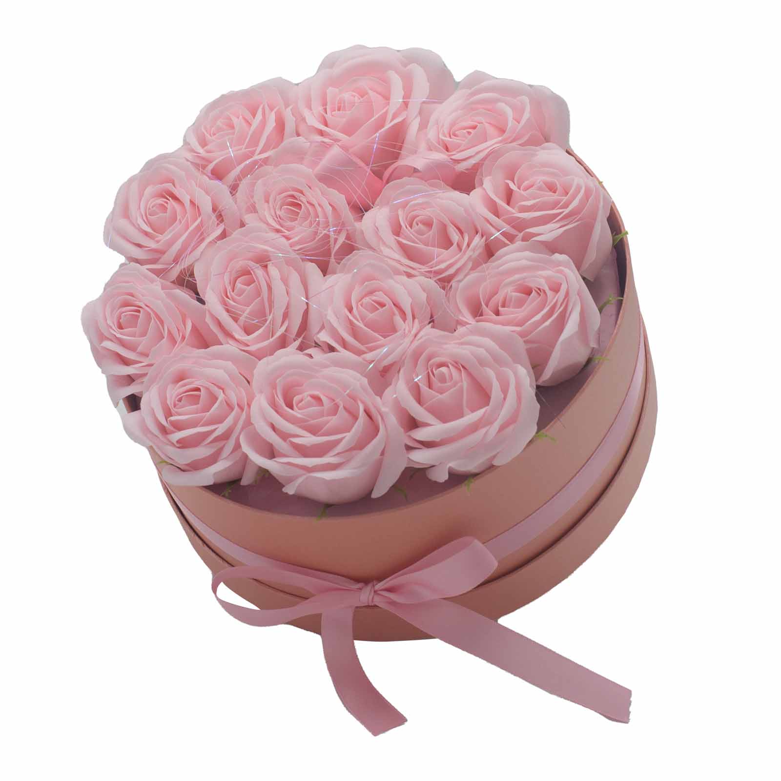 View Soap Flower Gift Bouquet 14 Pink Roses Round information