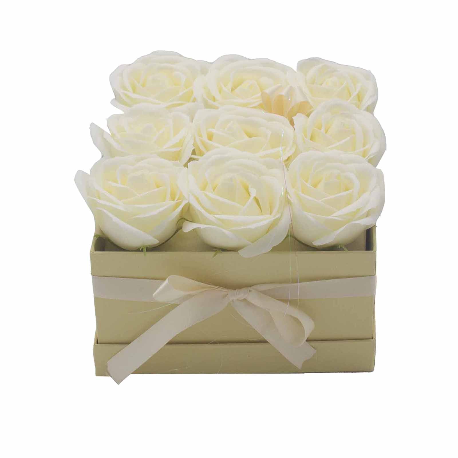 View Soap Flower Gift Bouquet 9 Cream Roses Square information