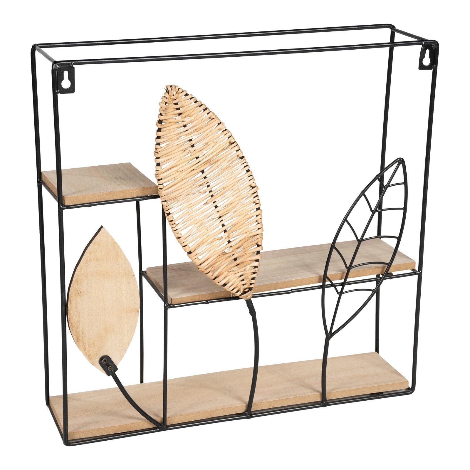 View Square Metal Framed Rattan Leaf Shelf Unit information