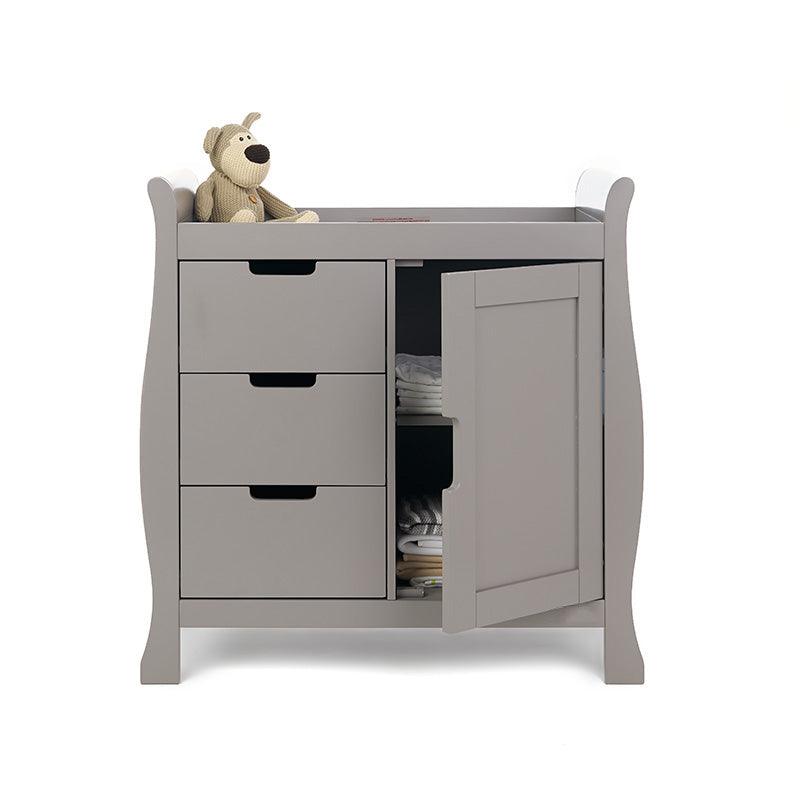 View Stamford Sleigh Closed Changing Table Taupe Grey information