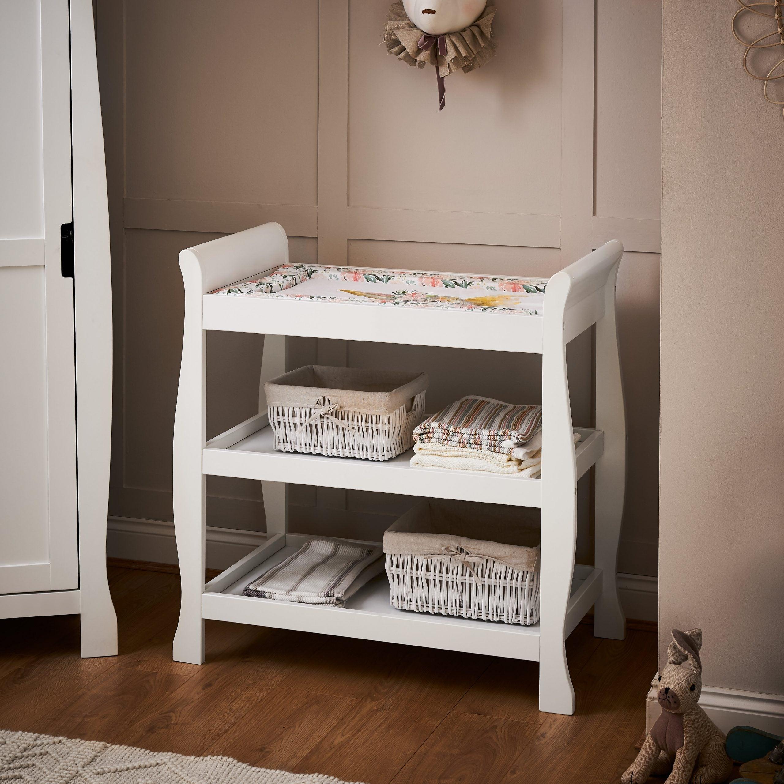 View Stamford Sleigh Open Changing Table White information