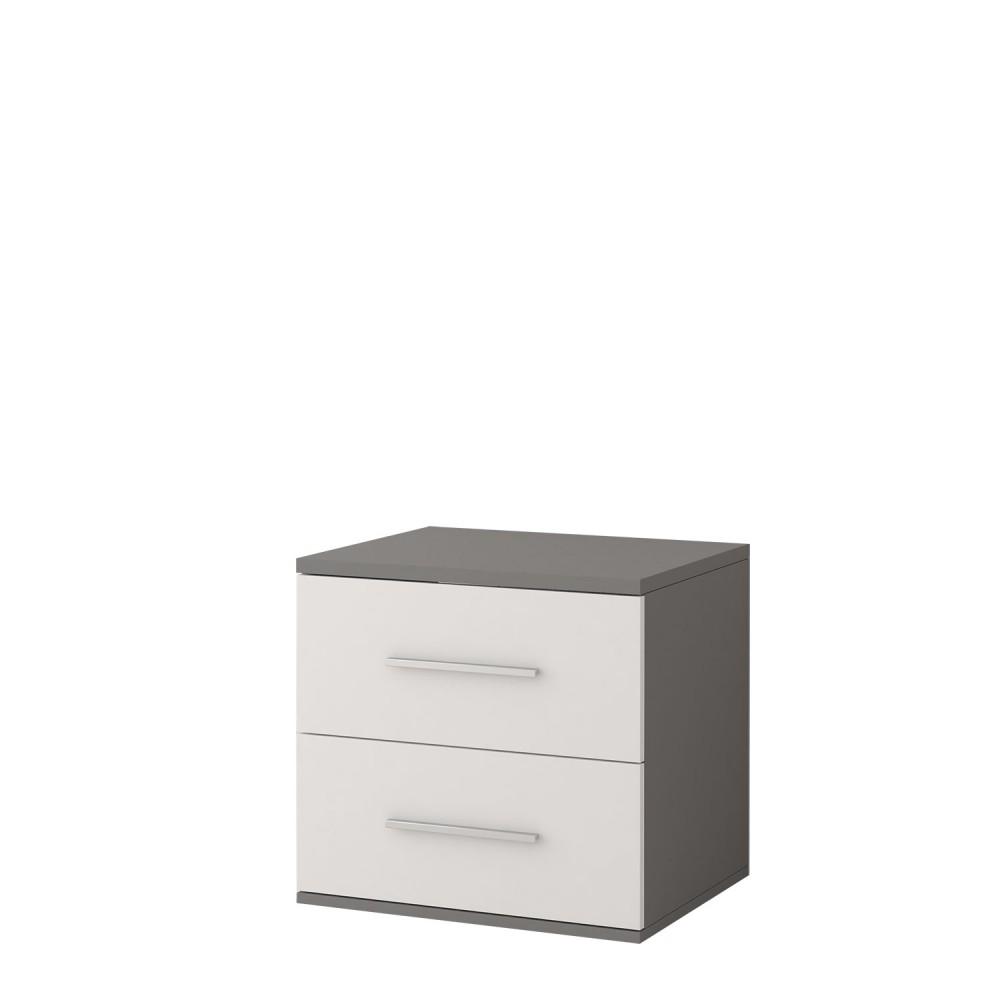 View Omega OM22 Bedside Table 55cm White Matt Grey 55cm information