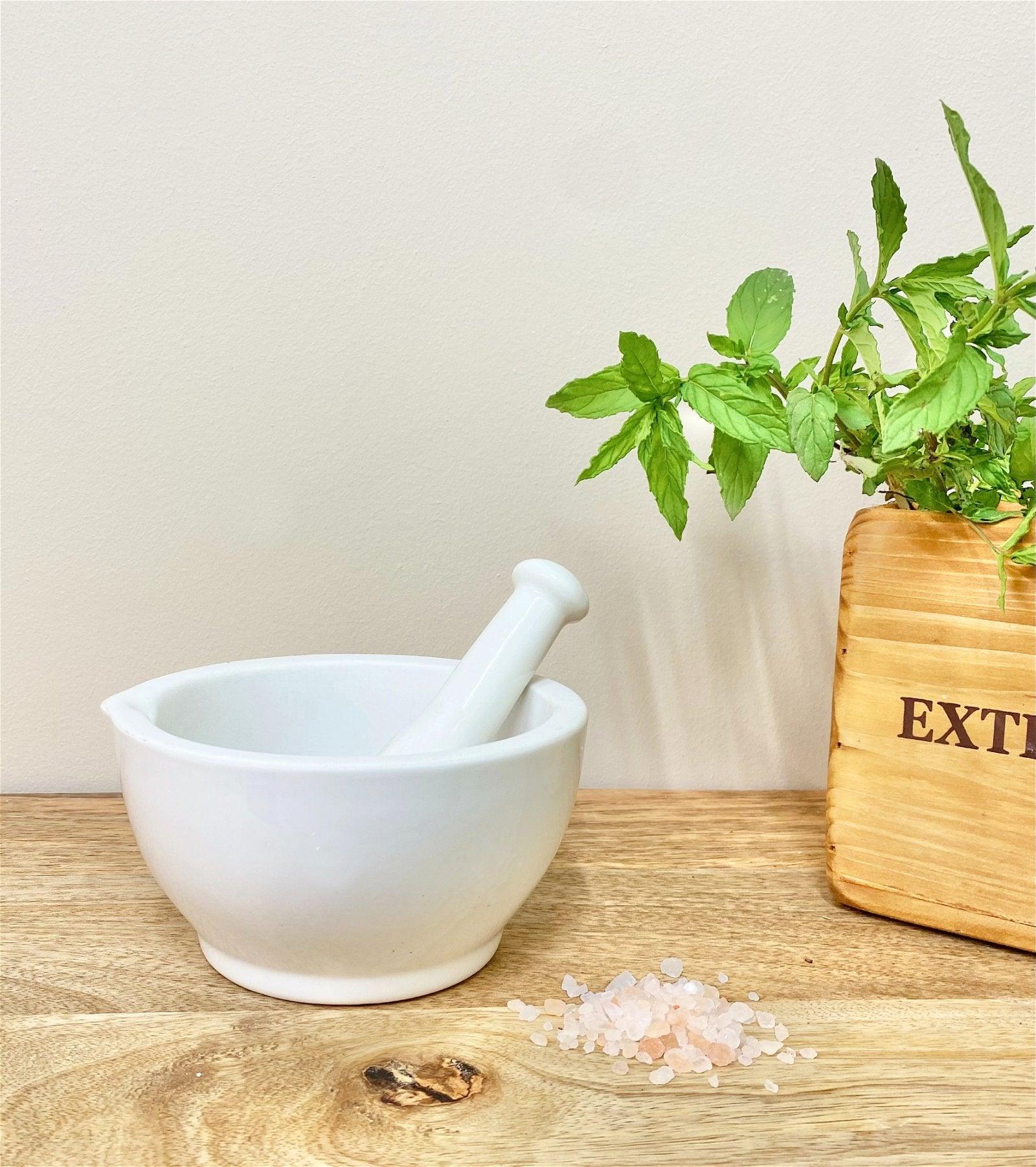 View Stoneware Pestle Mortar in White information