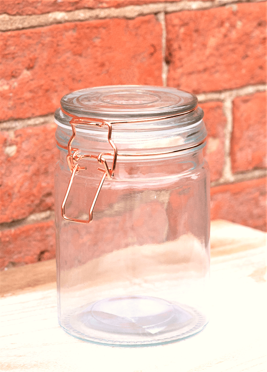 View Storage Jar Glass with Copper Wire Fastening information