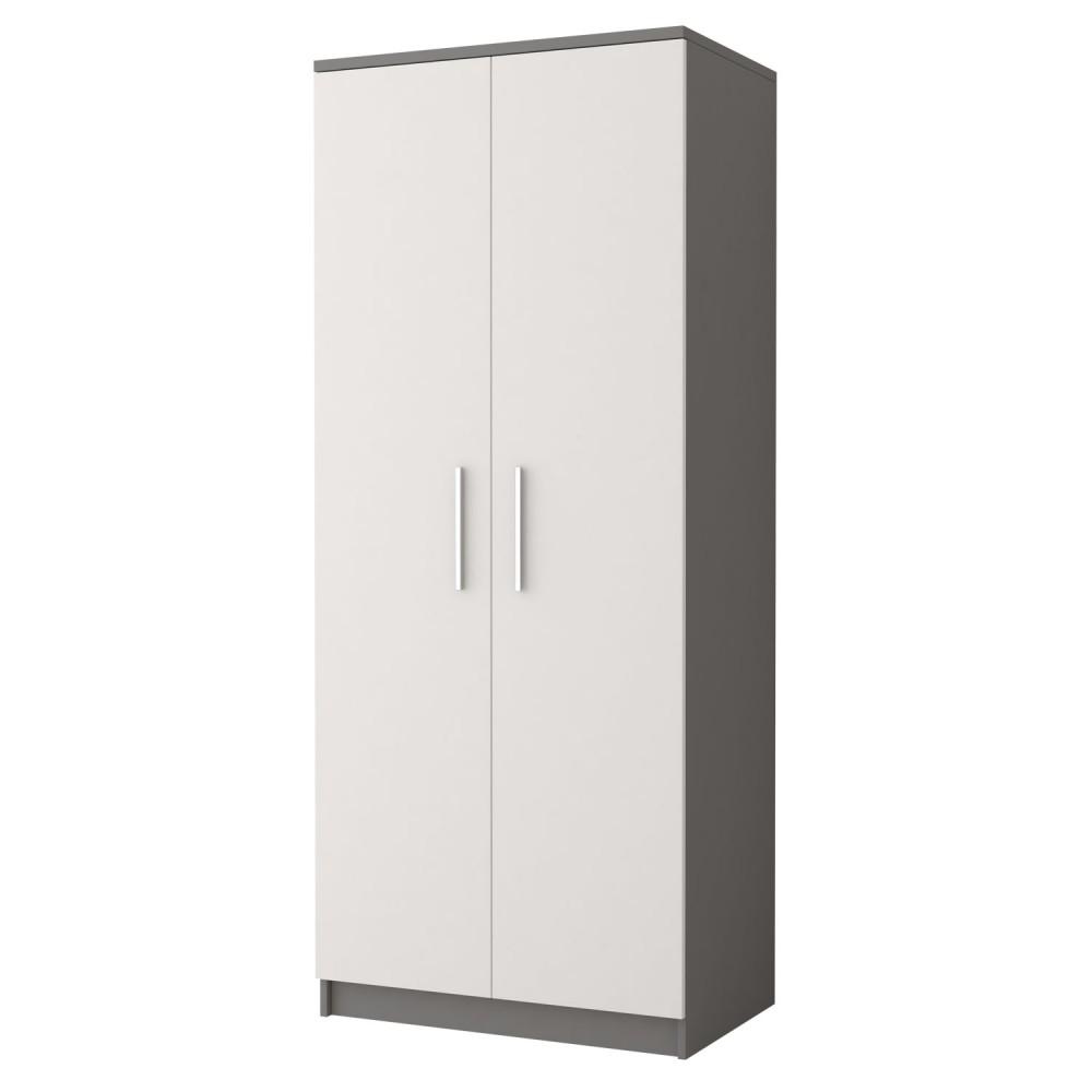 View Omega OM06 Hinged Wardrobe 80cm White Matt Grey 80cm information