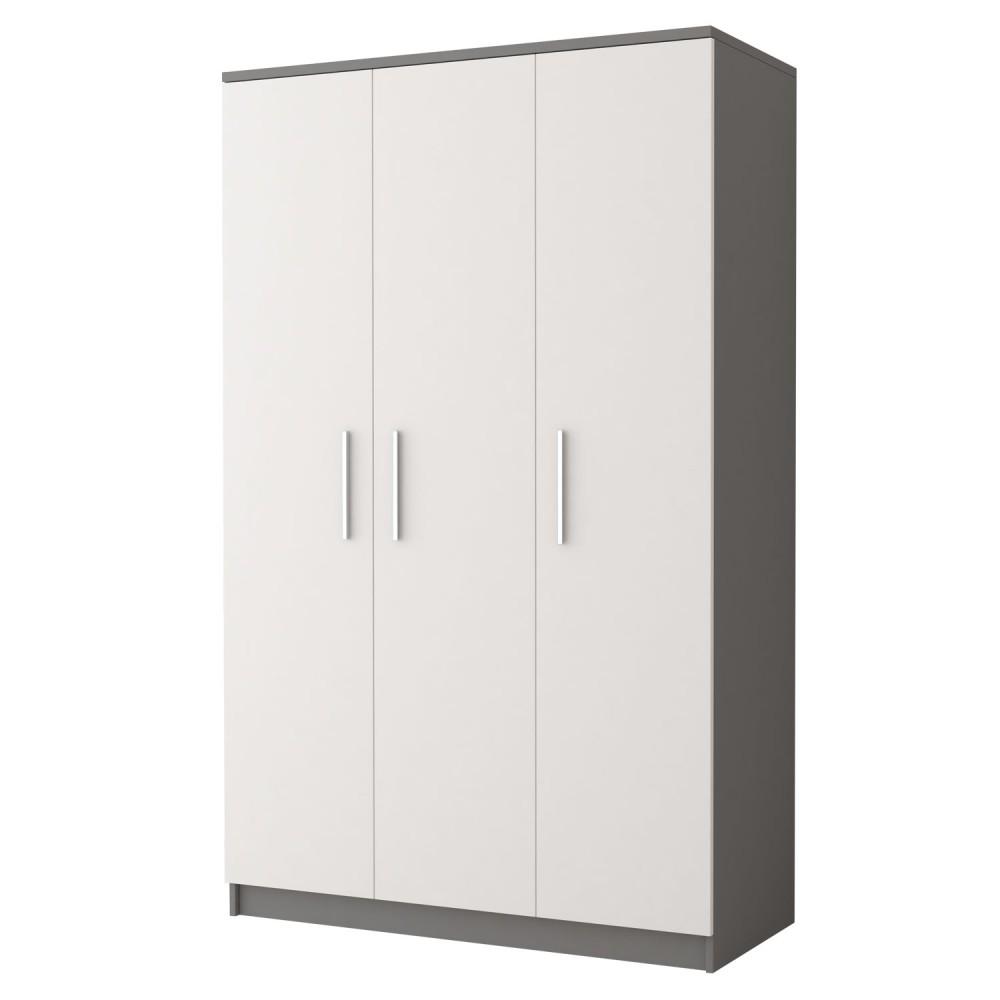 View Omega OM19 Hinged Wardrobe 120cm White Matt Grey 120cm information