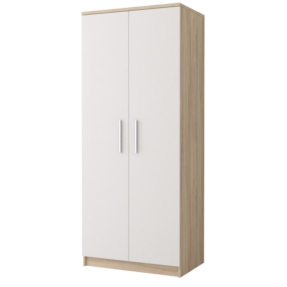 View Omega OM06 Hinged Wardrobe 80cm White Matt Oak Sonoma 80cm information