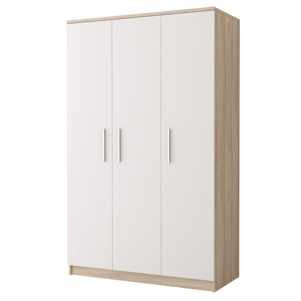 View Omega OM19 Hinged Wardrobe 120cm White Matt Oak Sonoma 120cm information