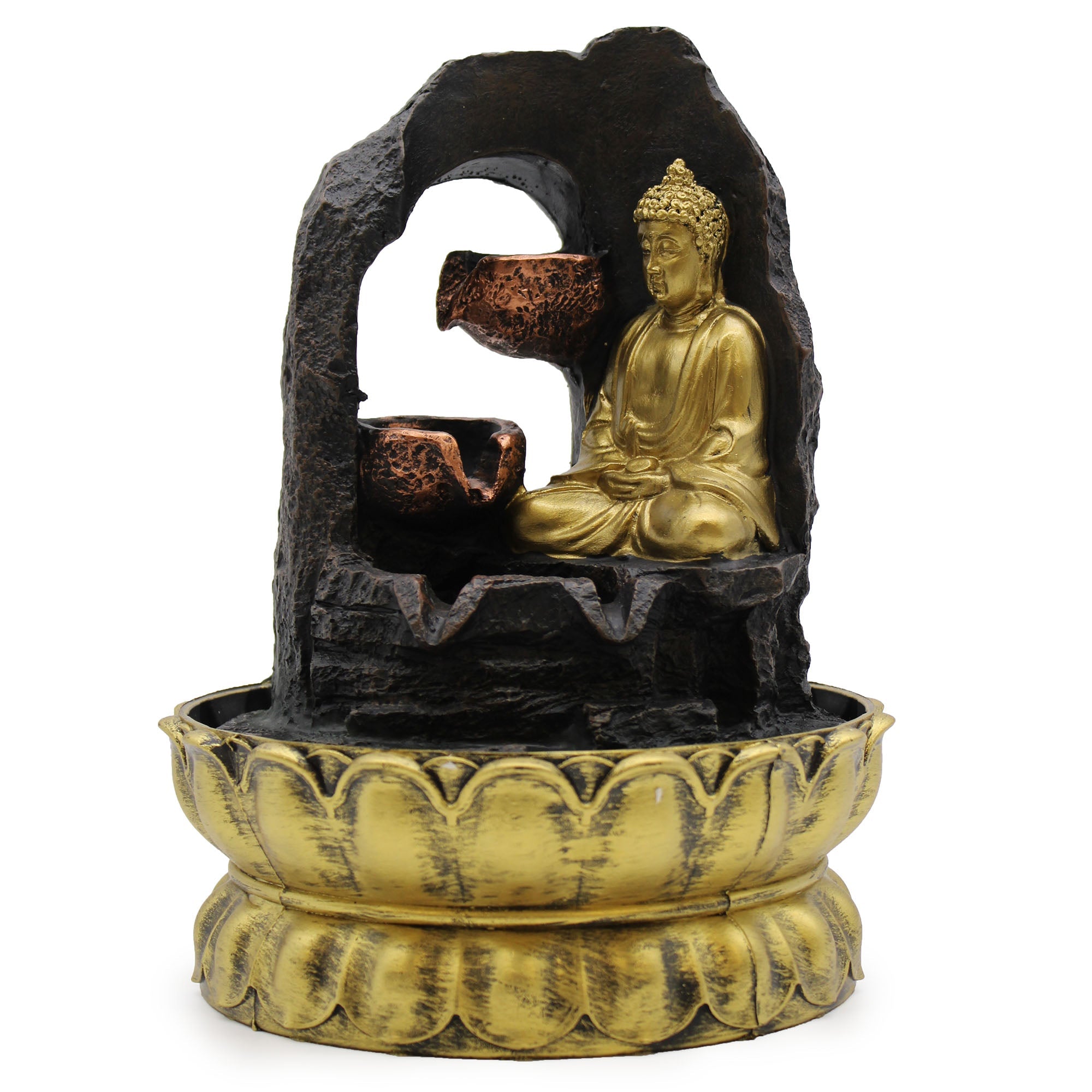 View Tabletop Water Feature 30cm Golden Meditating Buddha information