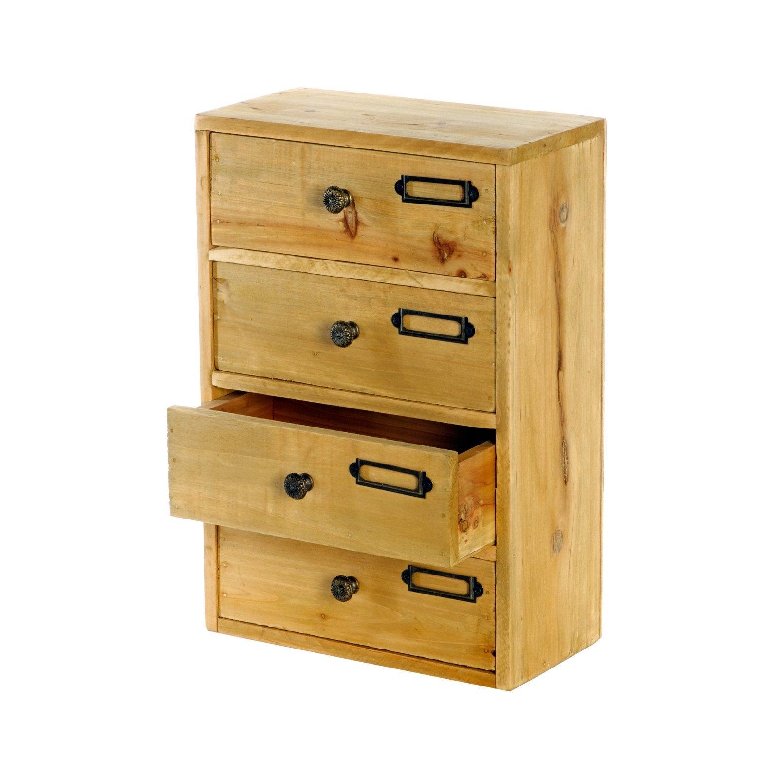 View Tall 4 Drawers Wooden Storage 23 x 13 x 34 cm information