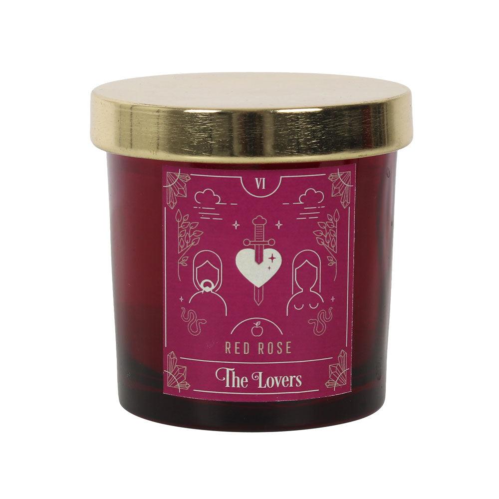 View The Lovers Red Rose Tarot Candle information