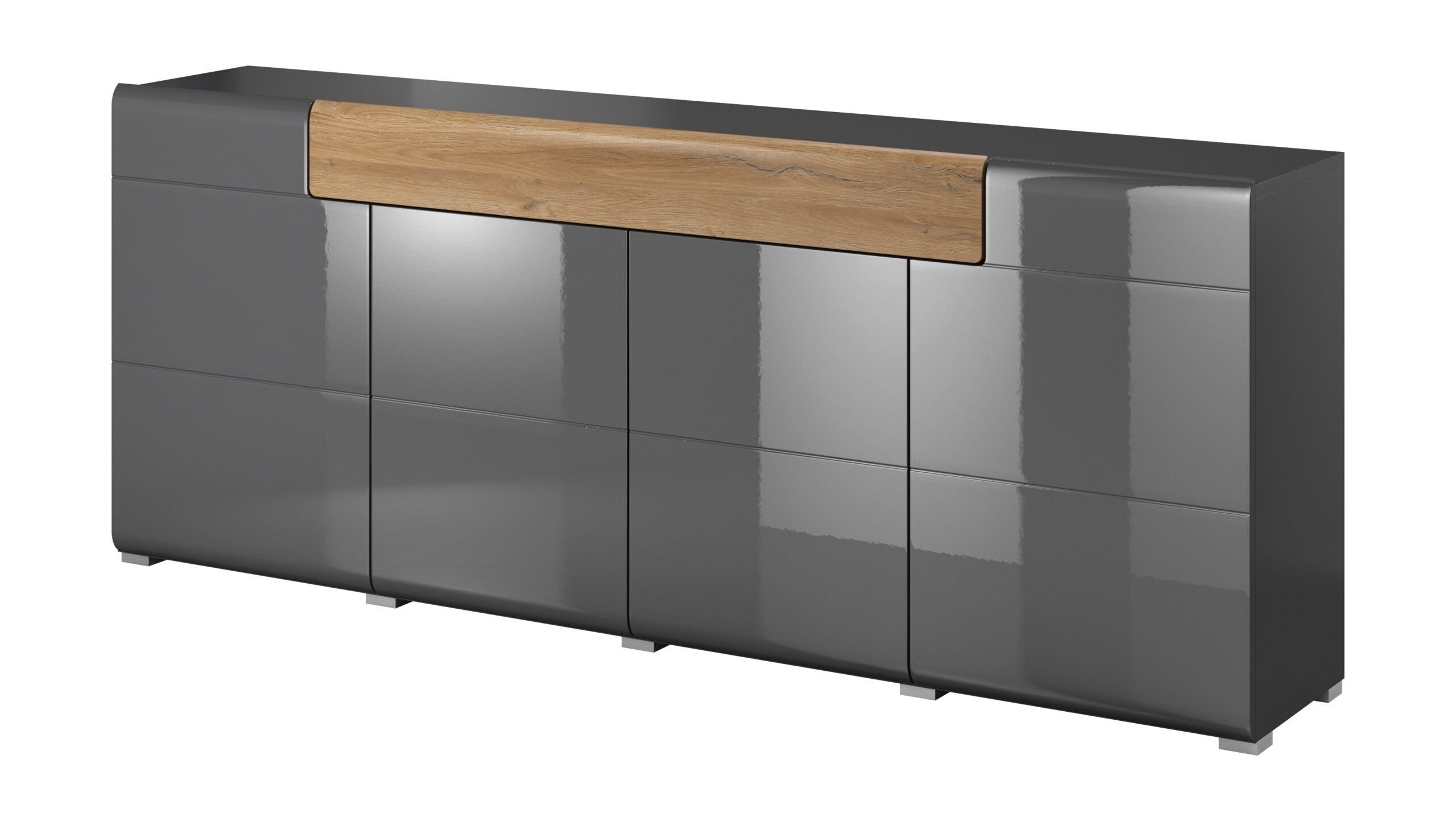 View Toledo 25 Sideboard Cabinet Grey Gloss 208cm information