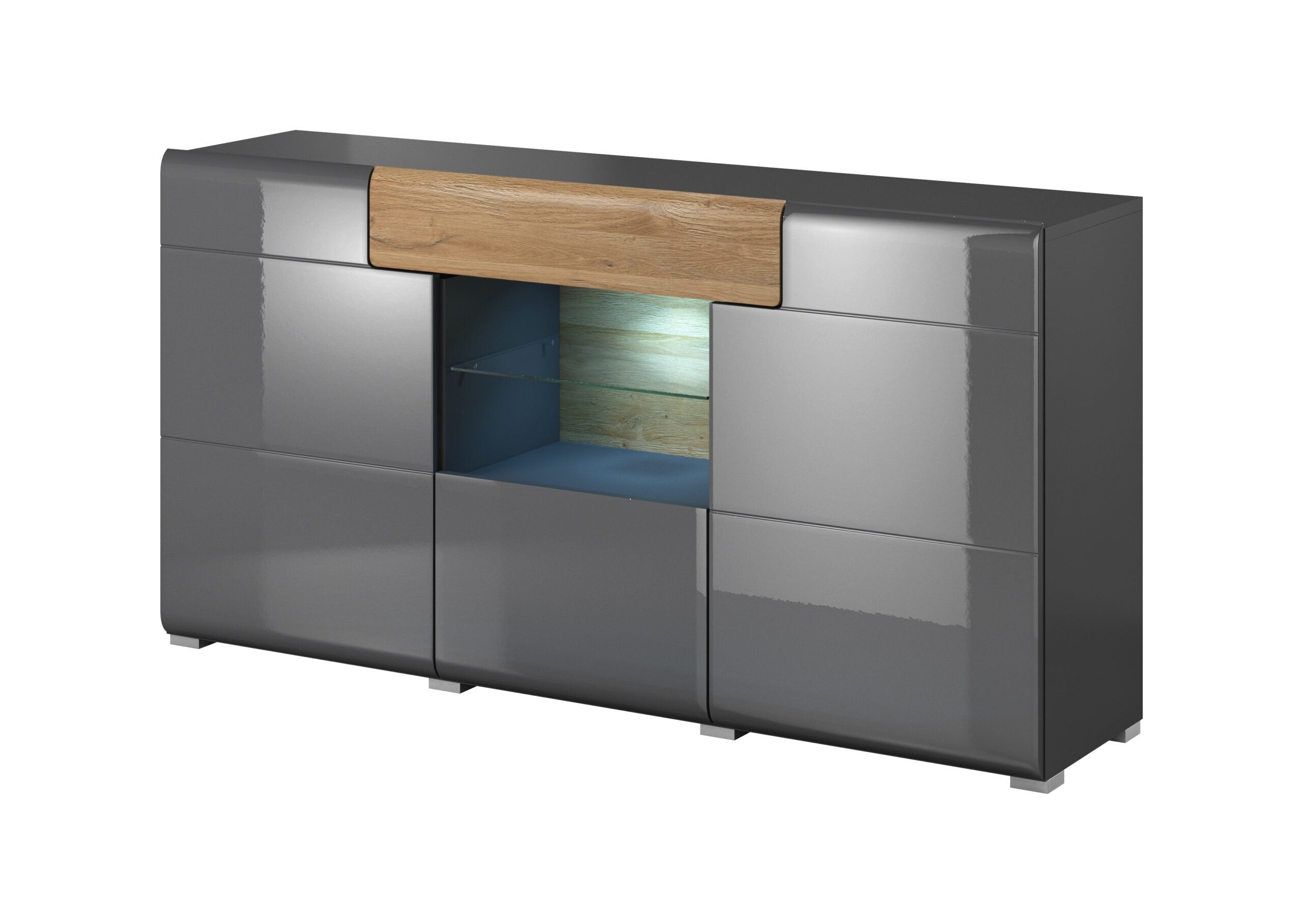 View Toledo 26 Sideboard Cabinet Grey Gloss 159cm information