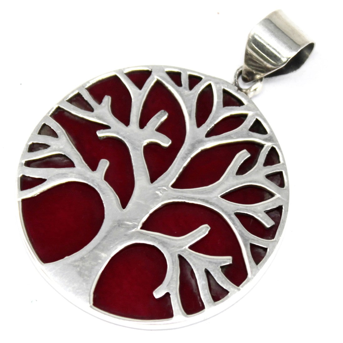 View Tree of Life Silver Pendant 30mm Coral Effect information