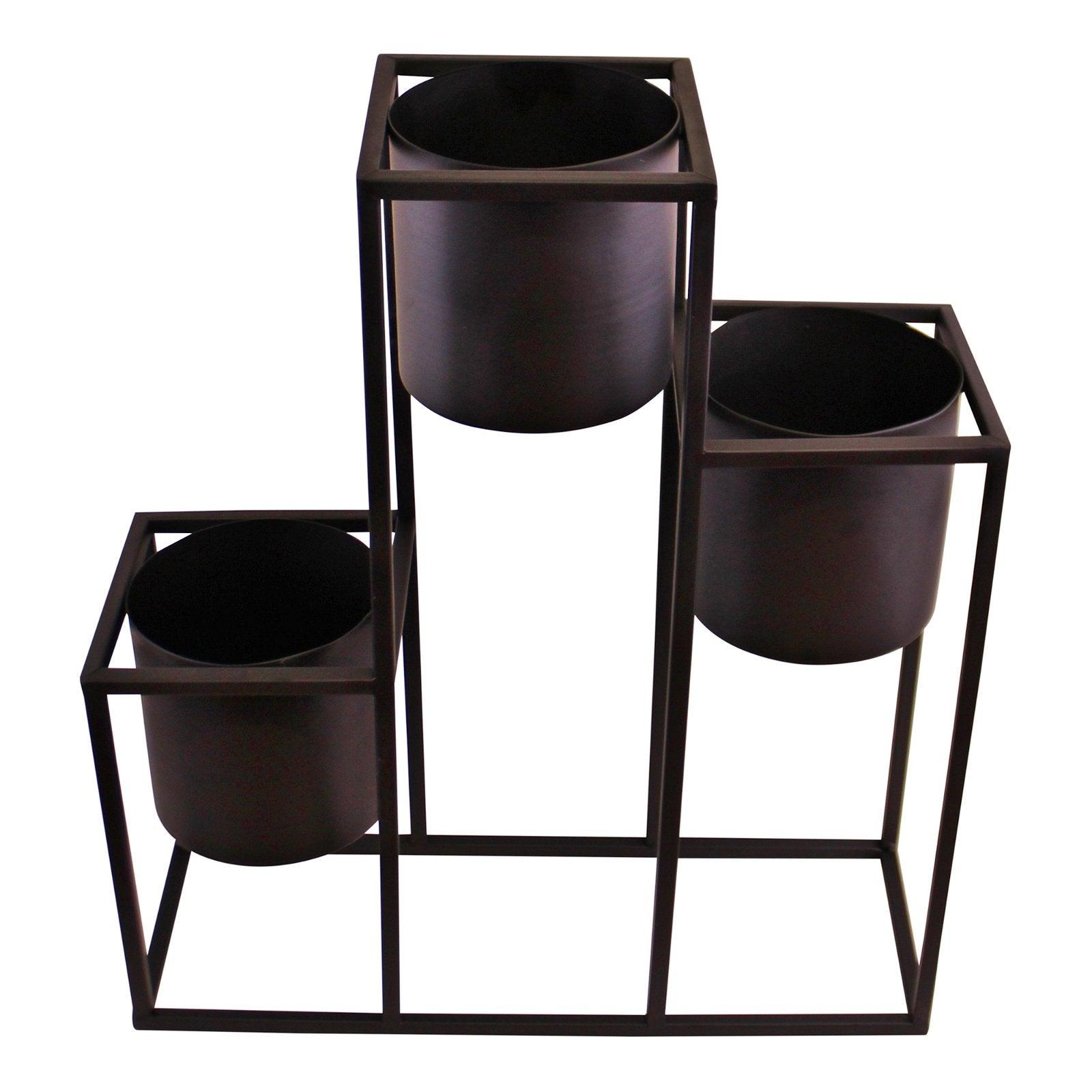 View Triple Black Metal Planter 43x50cm information