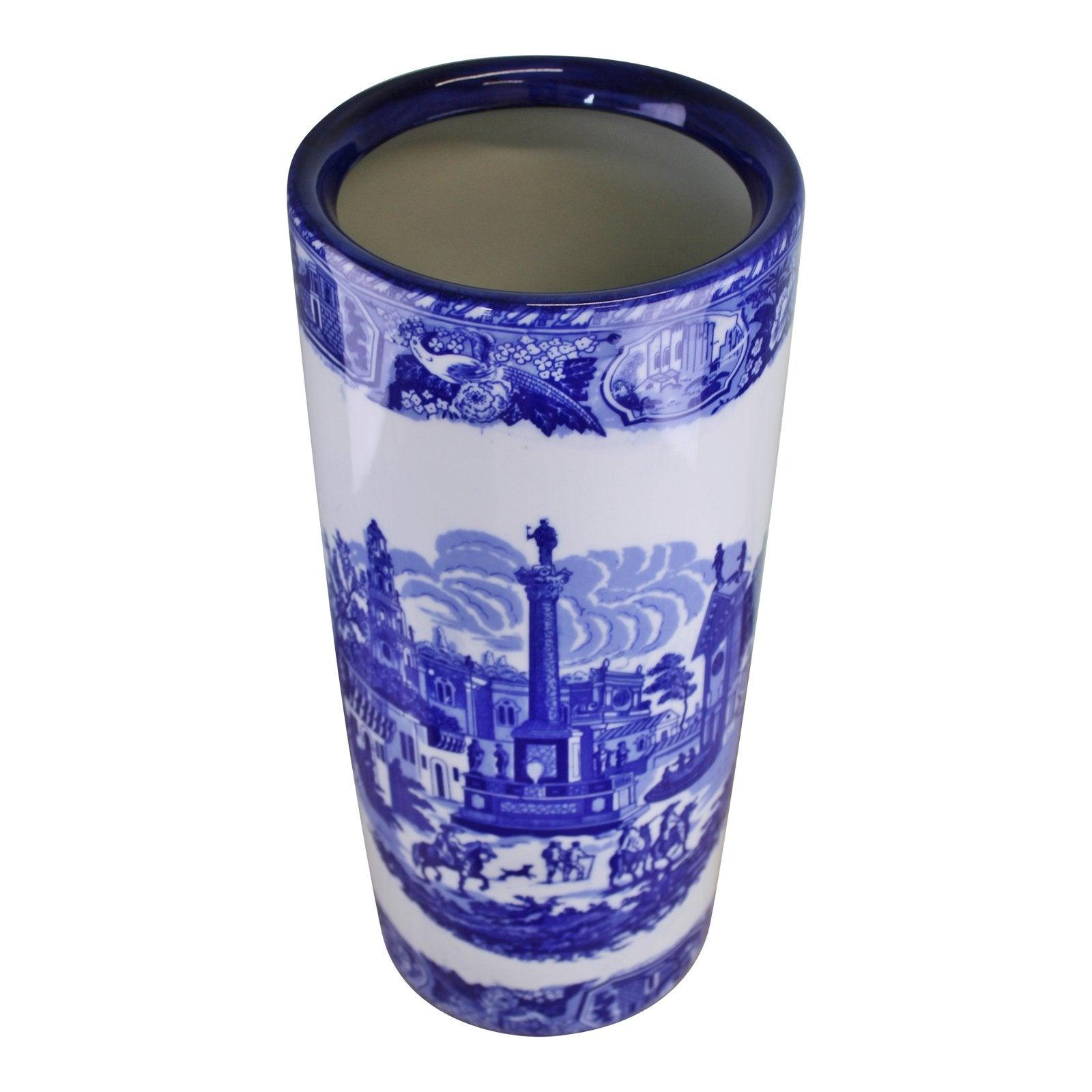 View Umbrella Stand Vintage Blue White Townscape Design information