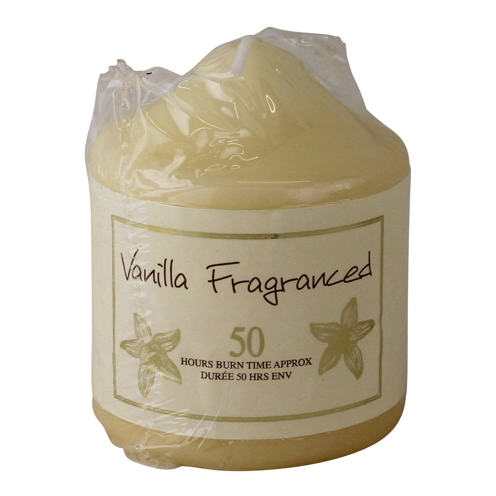 View Vanilla Fragranced Pillar Candle 50hr Burn Time information