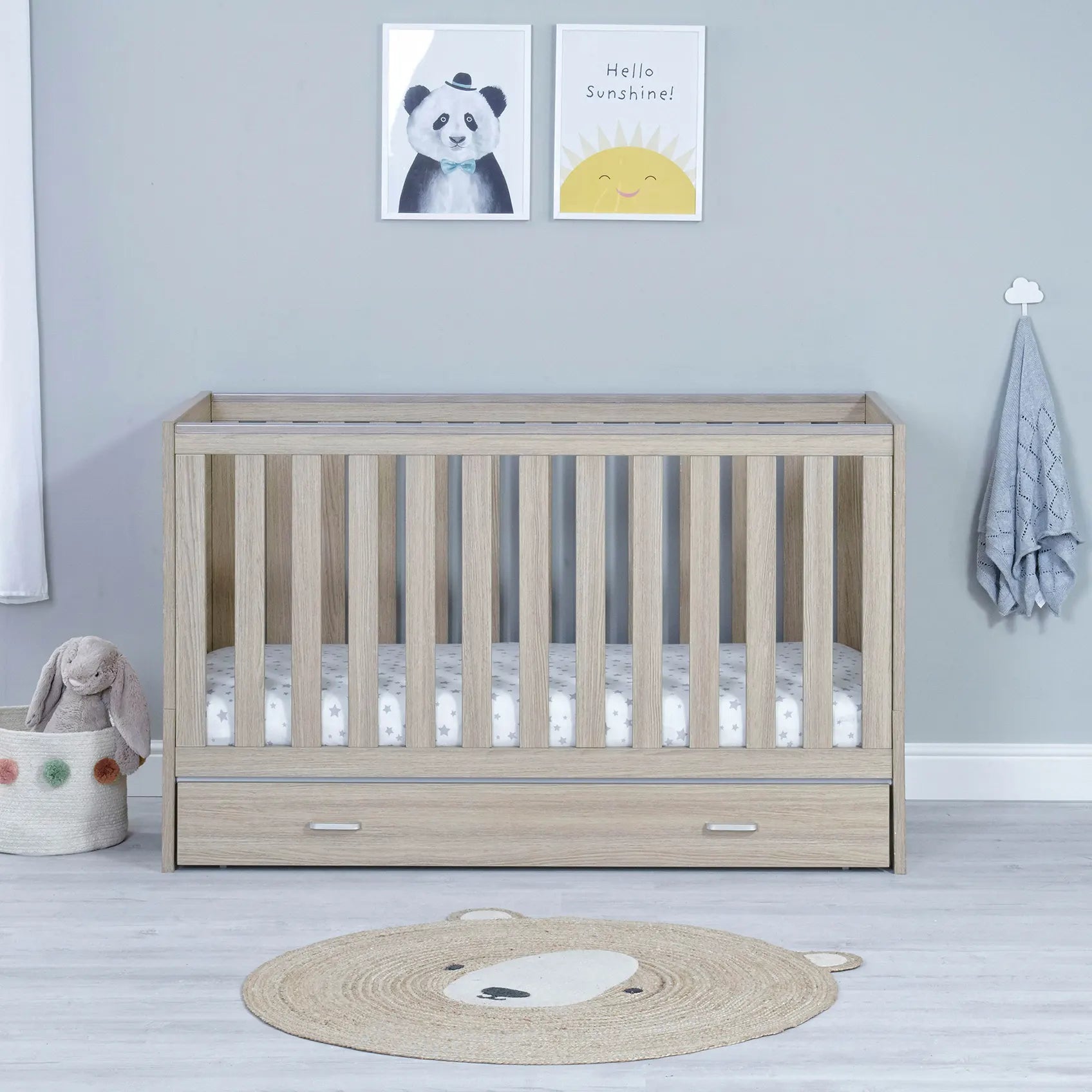 View Babymore Veni Cot Bed with Drawer Oak information