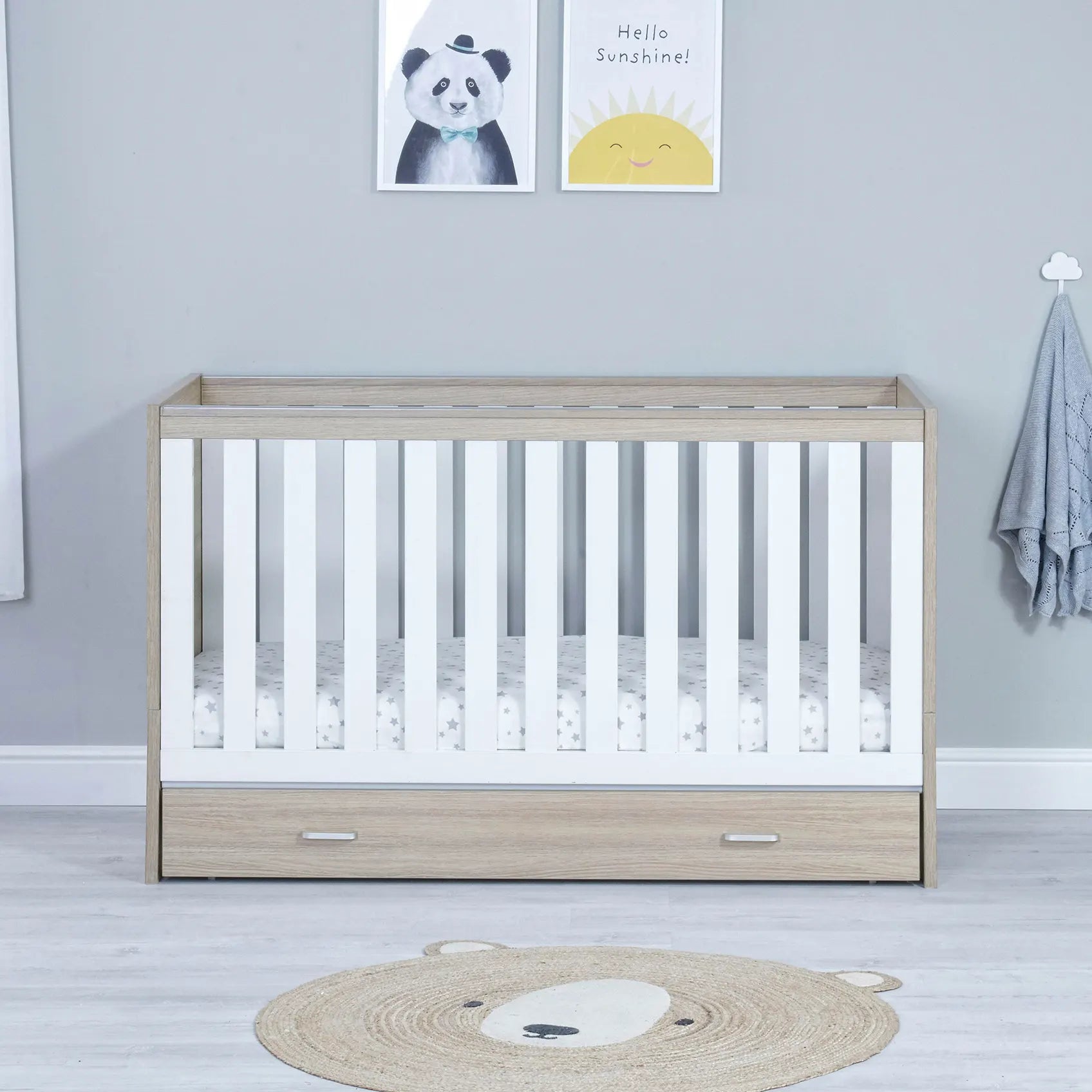 View Babymore Veni Cot Bed with Drawer White Oak information