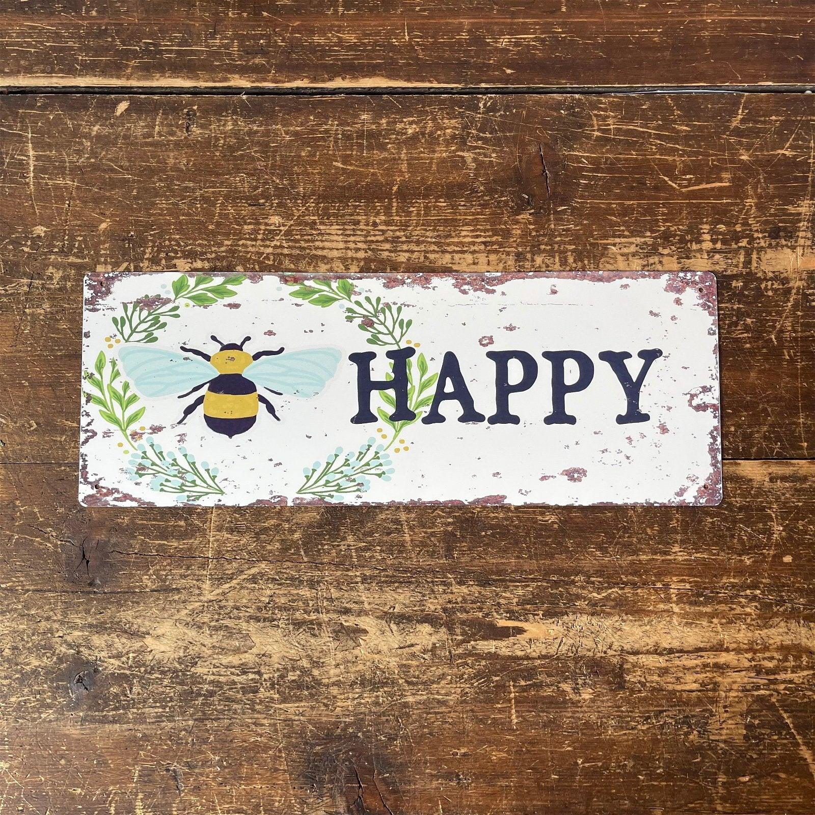 View Vintage Metal Sign Bee Happy Wall Sign information