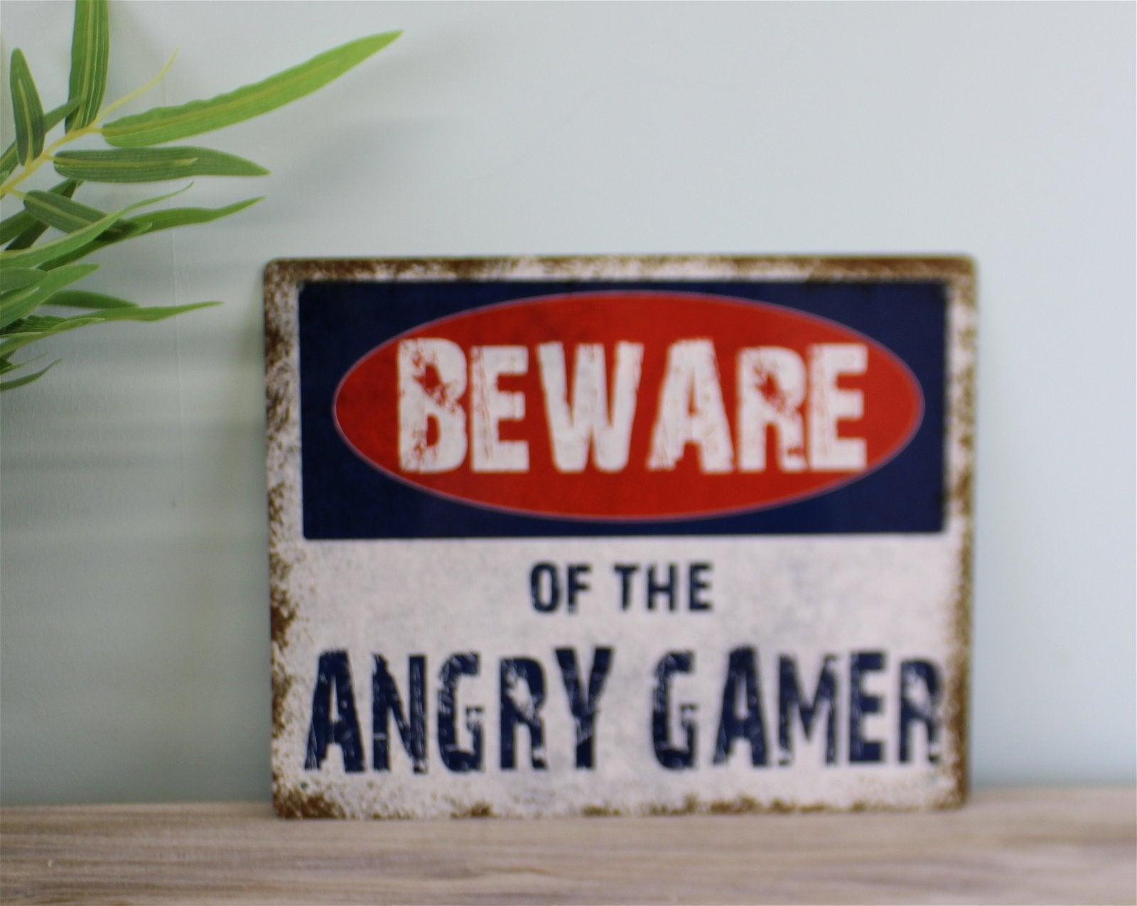 View Vintage Metal Sign Beware Of The Angry Gamer information