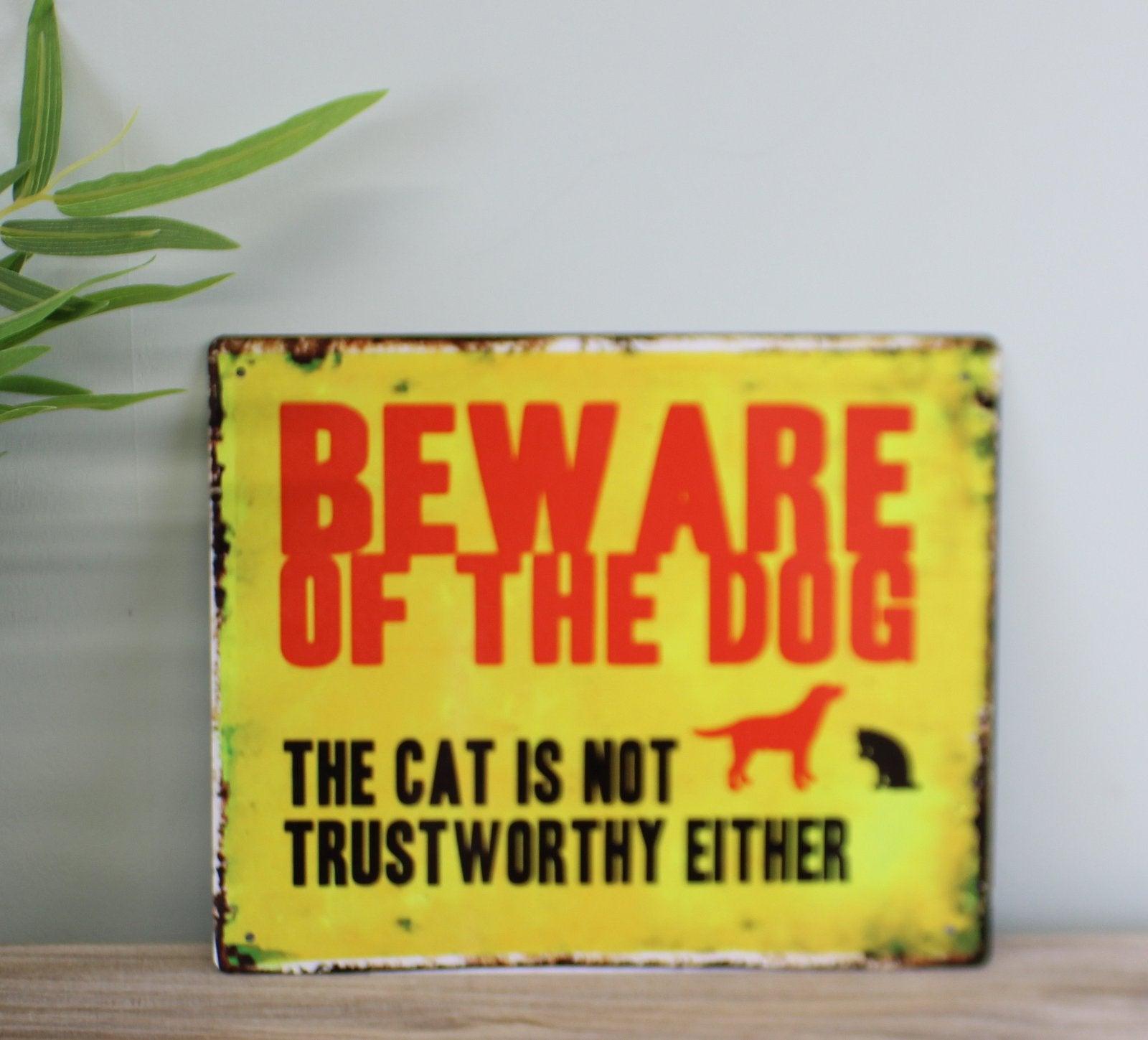 View Vintage Metal Sign Beware Of The Dog information