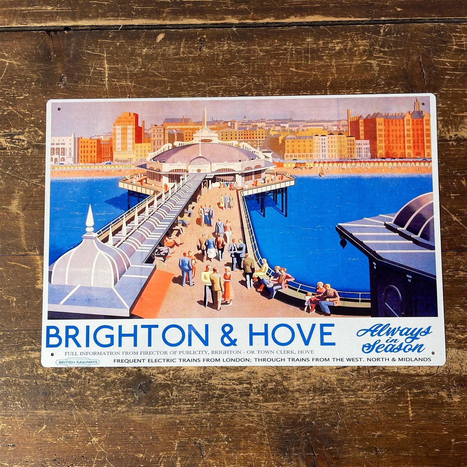 View Vintage Metal Sign British Railways Retro Advertising Brighton Hove information