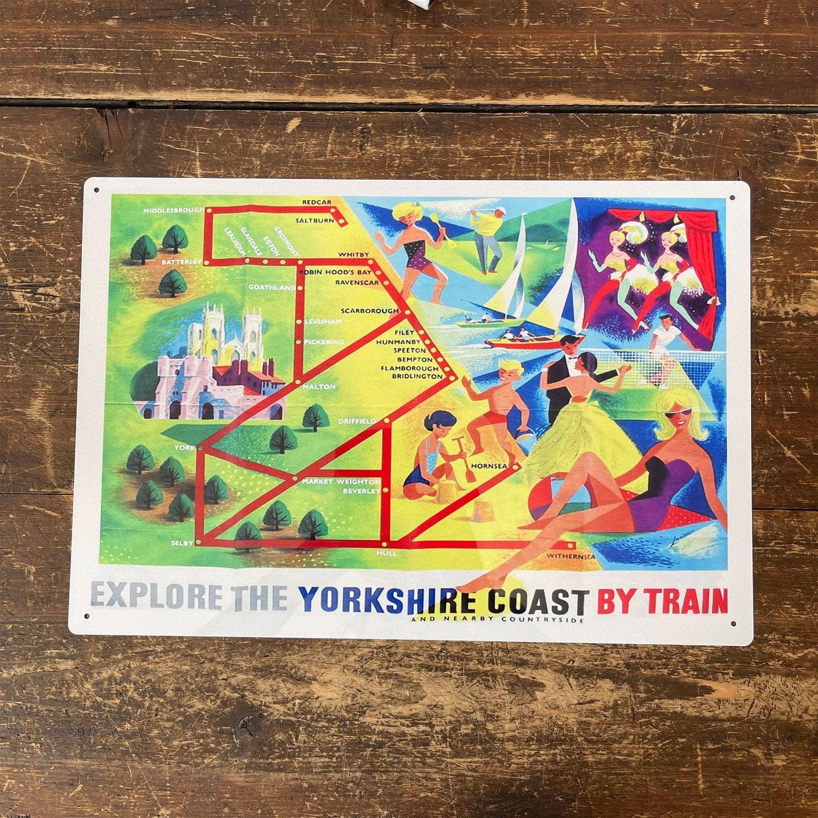 View Vintage Metal Sign British Railways Retro Advertising Explore The Yorkshire Coast information