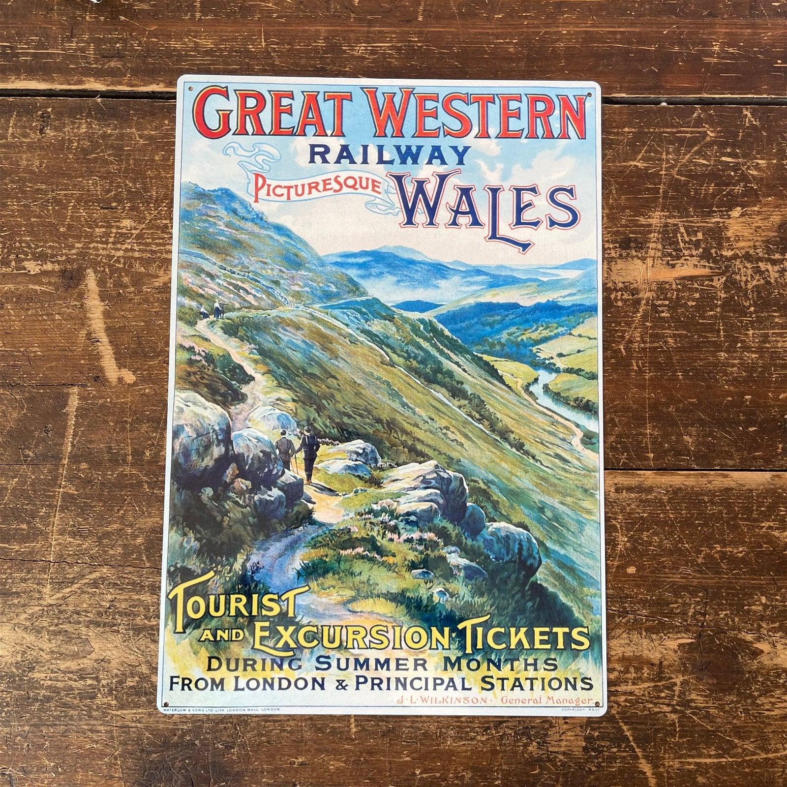 View Vintage Metal Sign British Railways Retro Advertising Great Western Wales information