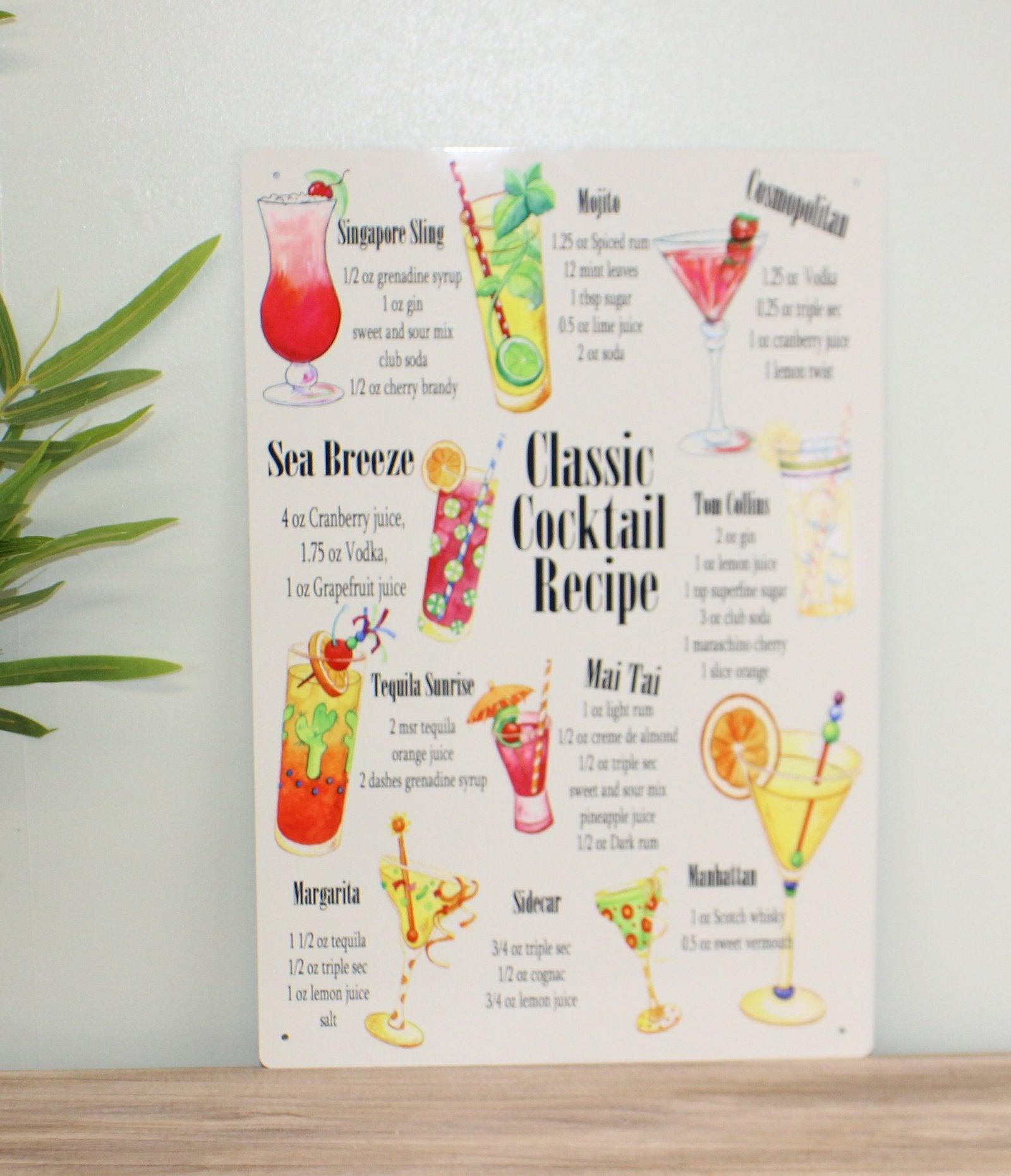 View Vintage Metal Sign Classic Cocktail Recipes information