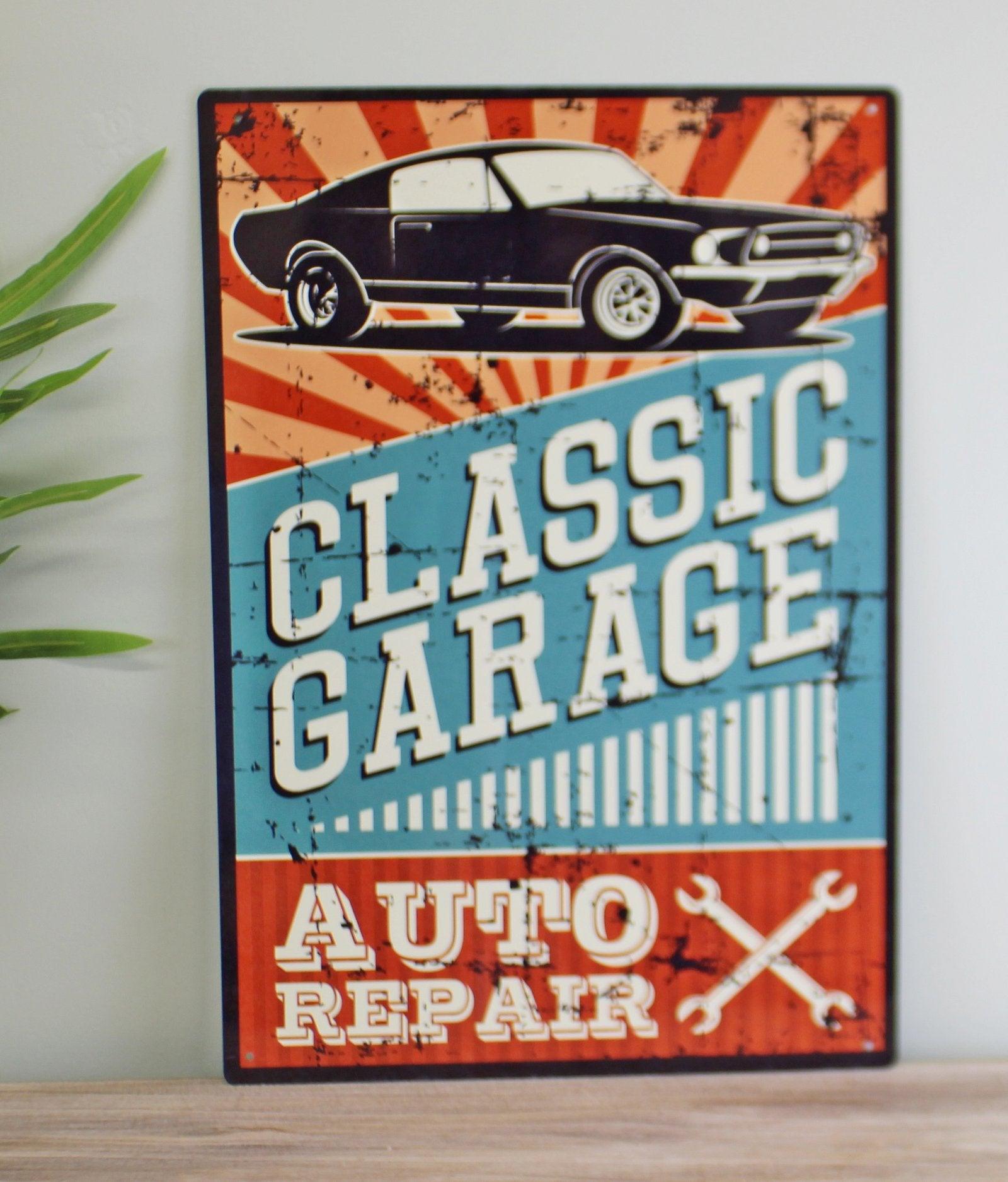 View Vintage Metal Sign Classic Garage Auto Repair information