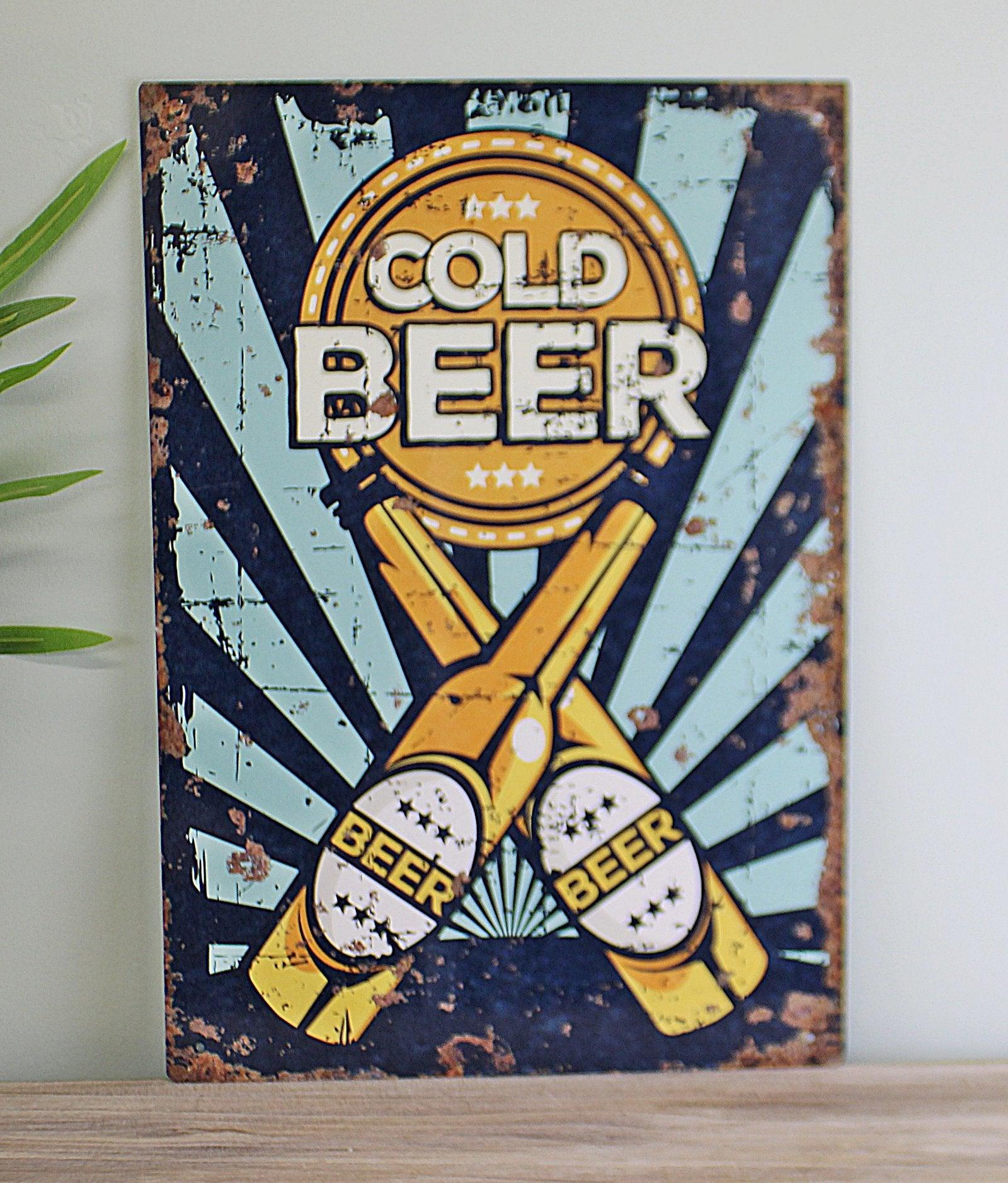 View Vintage Metal Sign Cold Beer information