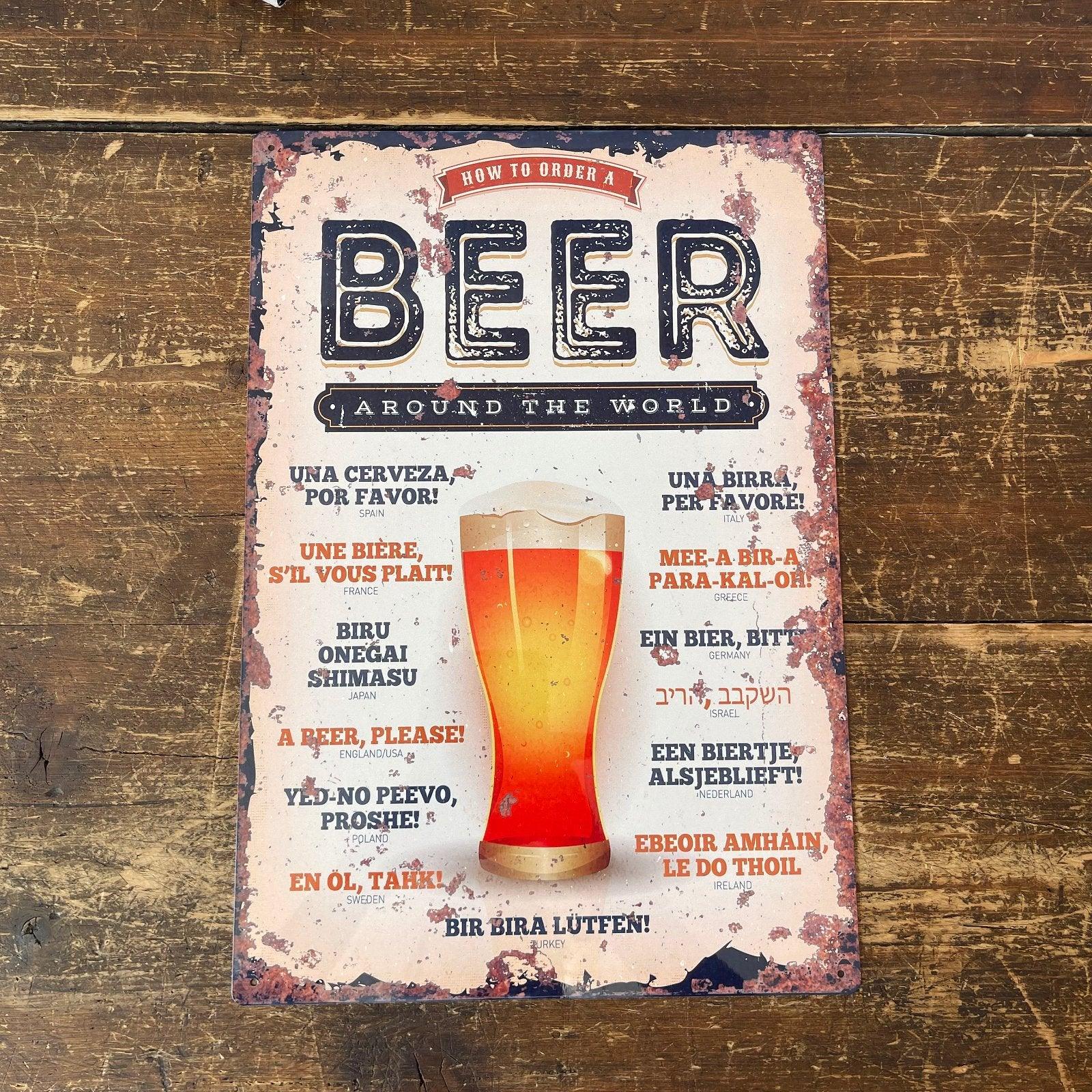 View Vintage Metal Sign How To Order A Beer Around The World information