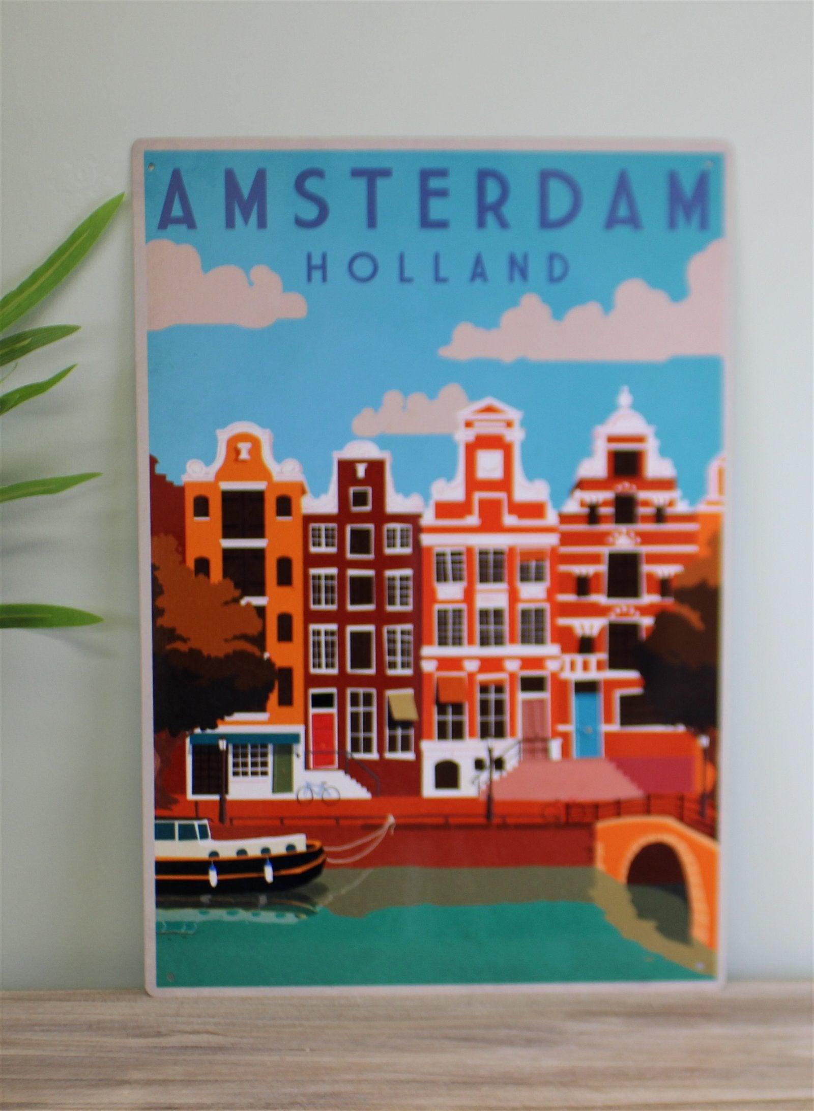 View Vintage Metal Sign Retro Advertising Amsterdam Travel information