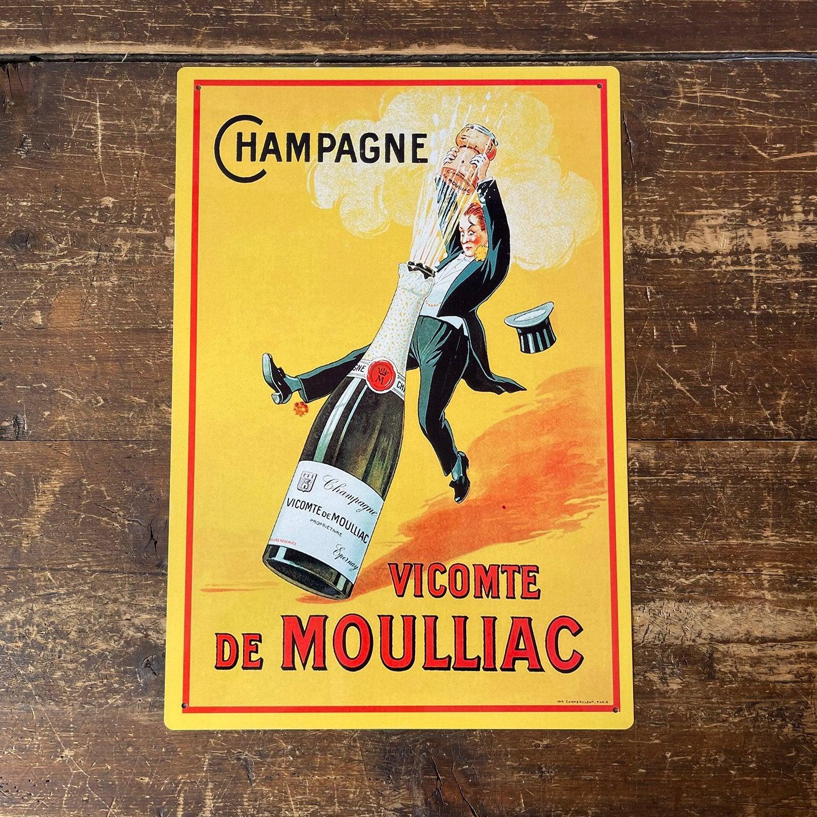 View Vintage Metal Sign Retro Advertising Champagne Vicomte De Moulliac Sign information