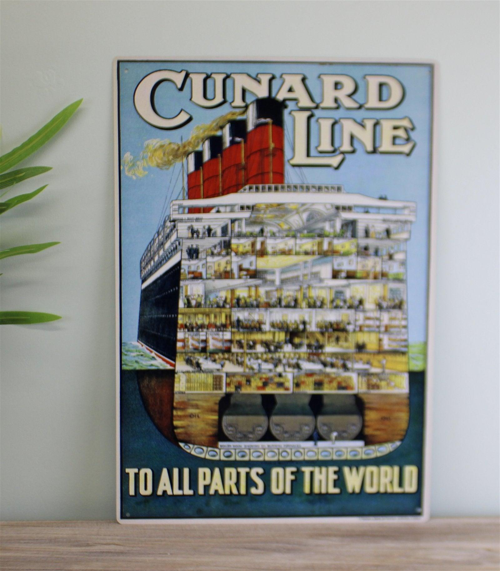 View Vintage Metal Sign Retro Advertising Cunard Line information