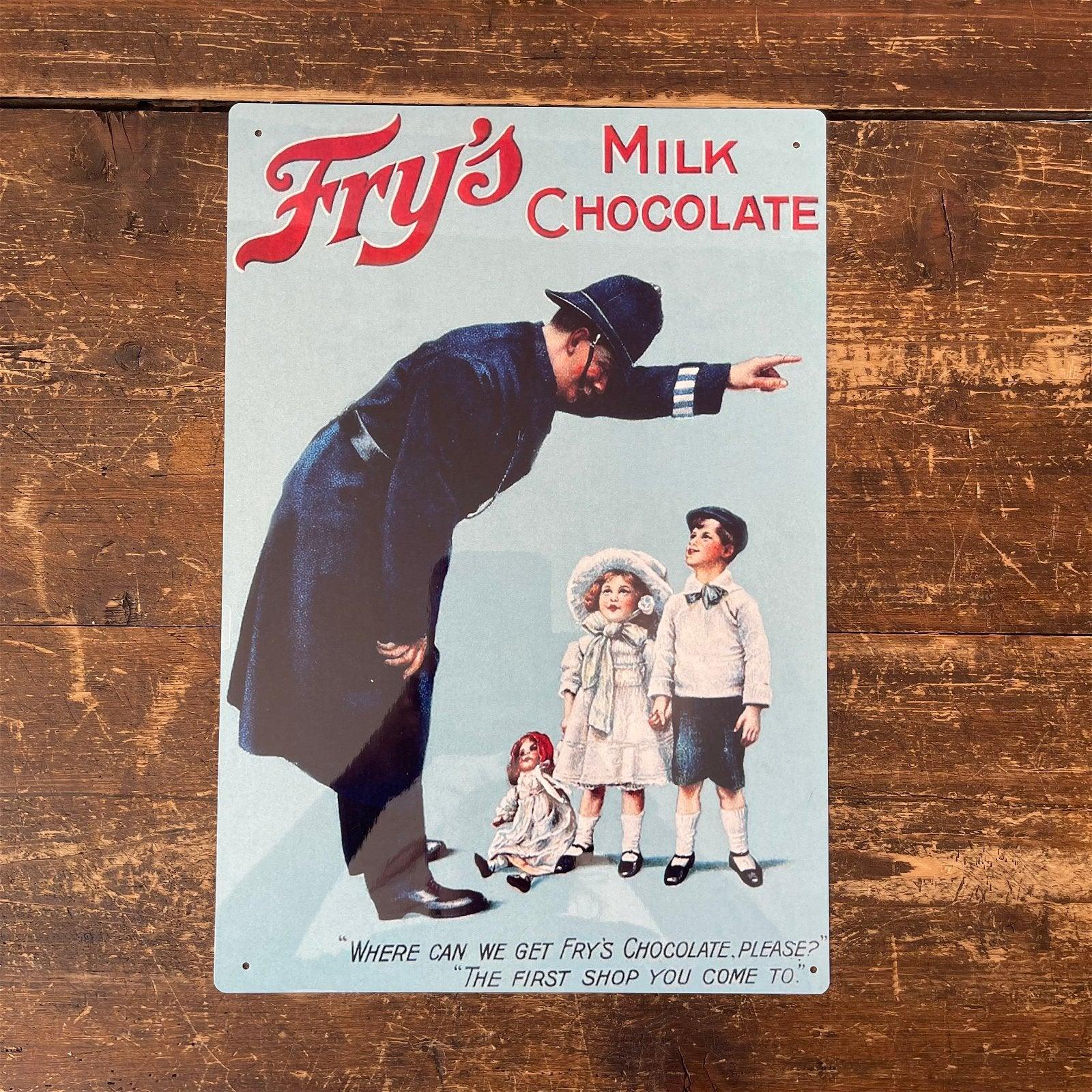 View Vintage Metal Sign Retro Advertising Frys Milk Chocolates information